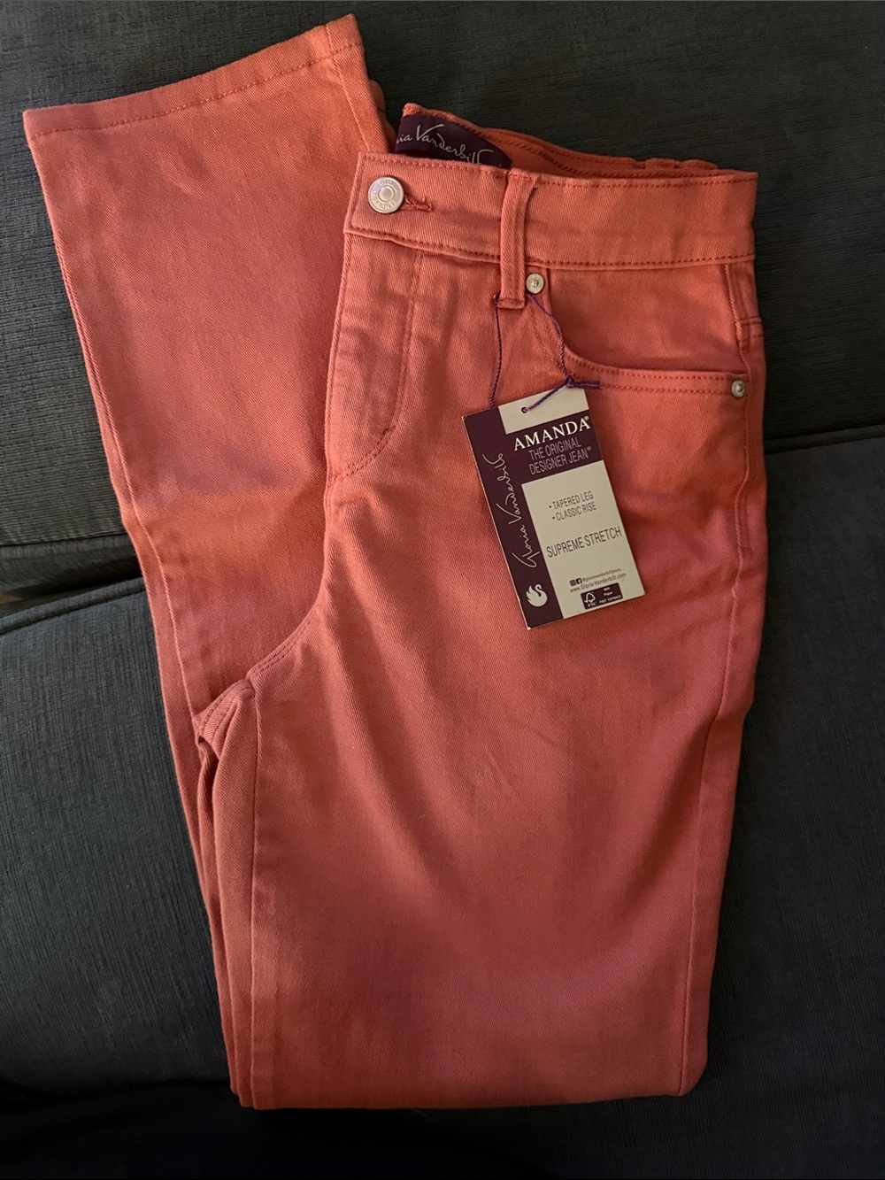 Gloria Vanderbilt Amanda High-Rise Jeans - Coral